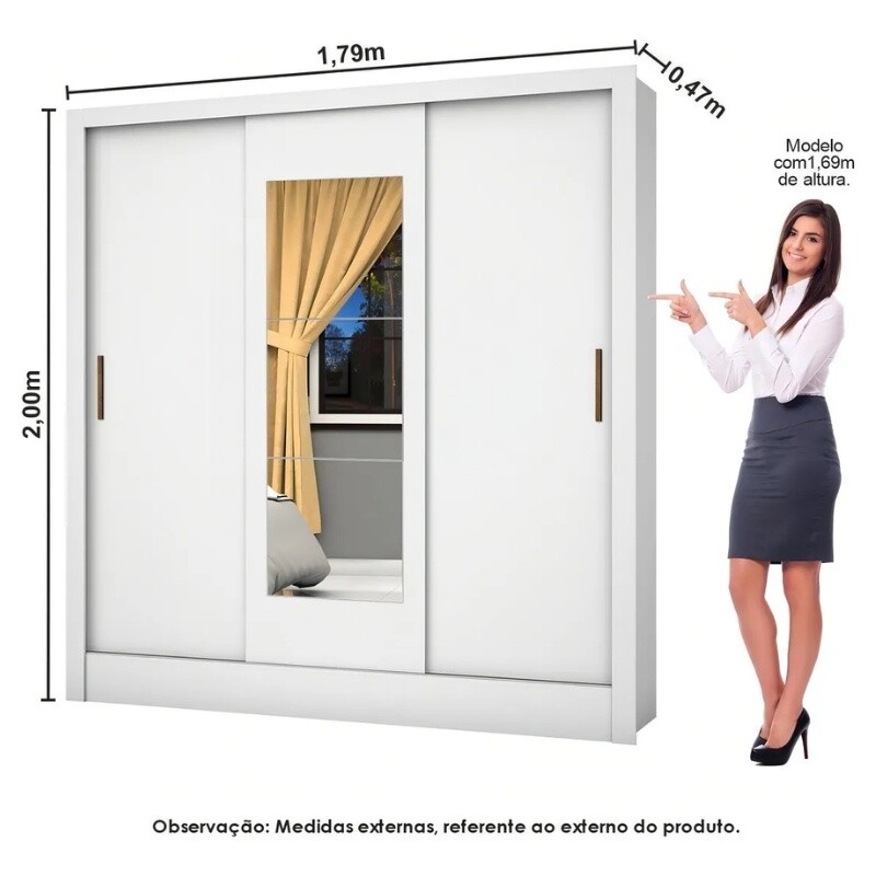 Modulado 4 Portas Branco + Roupeiro Dubai Branco 03 Portas C/ 1