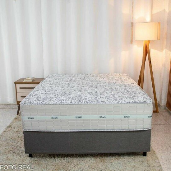 Colch�o Casal Molas Ensacadas Carbon Anjos + Base Box Casal Universal Linho Grafite Gazin - 138x188x72