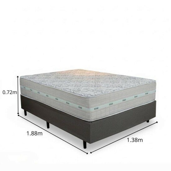 Colch�o Casal Molas Ensacadas Carbon Anjos + Base Box Casal Universal Linho Grafite Gazin - 138x188x72