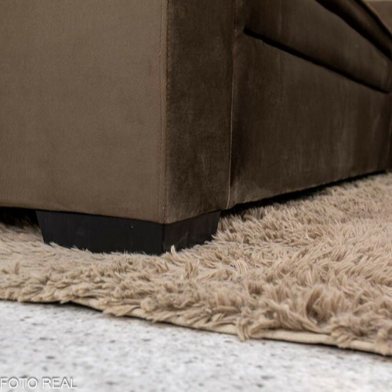 Sof� 3 e 2 Lugares Fran�a com Puff Veludo Marrom A17