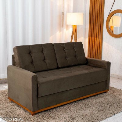 Sof� 3 lugares Living �ustria Veludo Marrom A17 Larg. 1.70m
