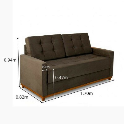 Sof� 3 lugares Living �ustria Veludo Marrom A17 Larg. 1.70m