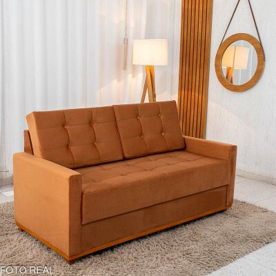 Sof� 3 lugares Living �ustria Veludo Terracota A62 Larg. 1.70m