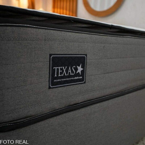 Colch�o Casal Molas Ensacadas BlueWave Texas Gazin + Base Box Casal Universal Linho Grafite Gazin - 138x188x69