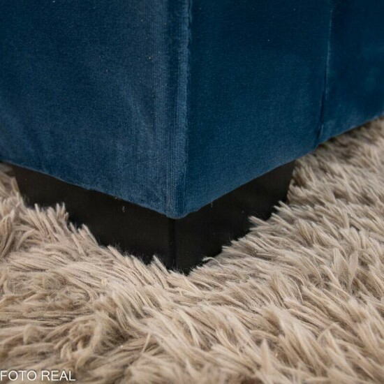 Sof� Canto 5 lugares com Puff Alemanha Veludo Azul A16