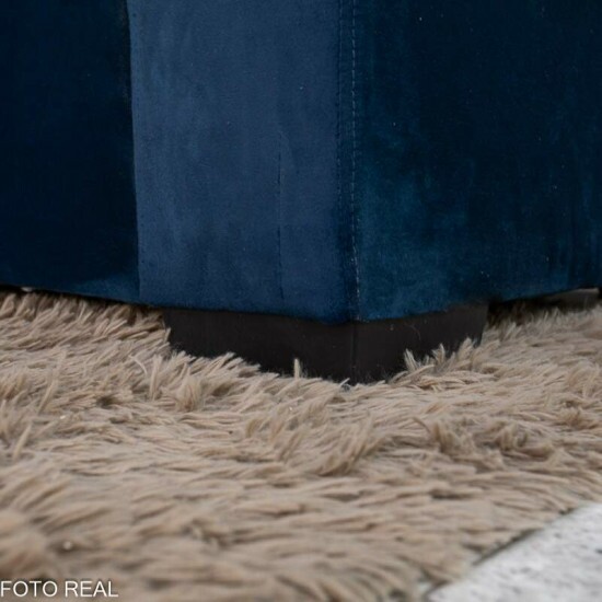 Sof� Canto 5 lugares com Puff Viena Veludo Azul A16