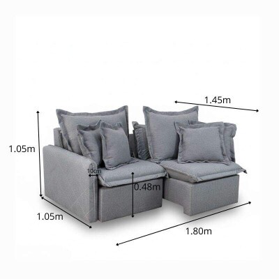 Sof� Retr�til Reclin�vel Lima 1.80m Linho Cinza A59 - Sem Caixa