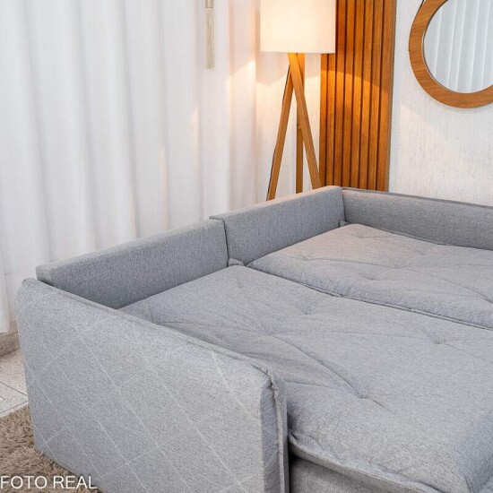 Sof� Retr�til Reclin�vel Lima 1,80m Linho Cinza A59 - Sem Caixa