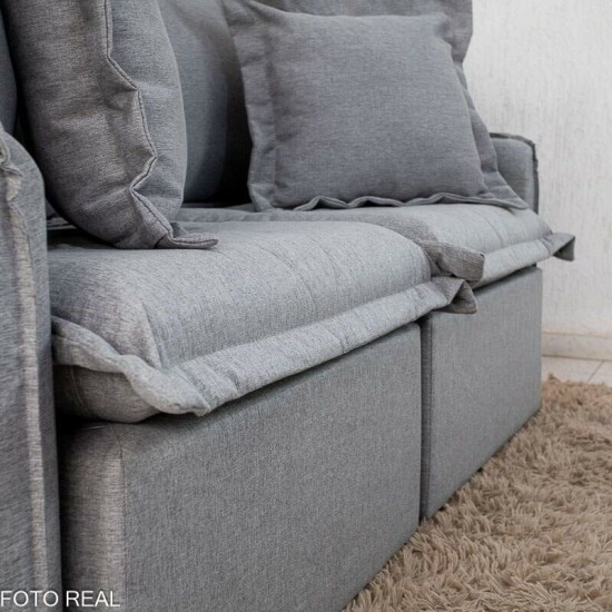 Sof� Retr�til Reclin�vel Lima 1,80m Linho Cinza A59 - Sem Caixa