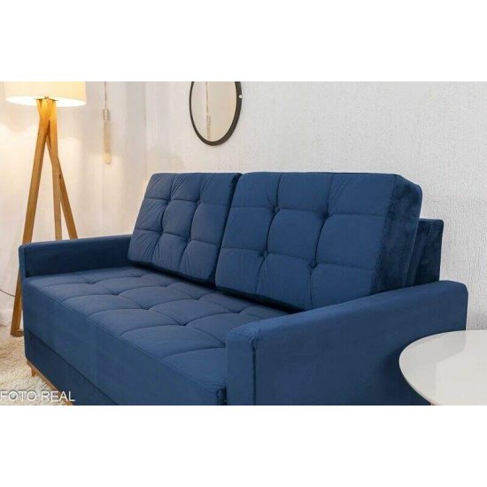 Sof� 3 Lugares �ustria + Poltrona �ustria Veludo Azul A16