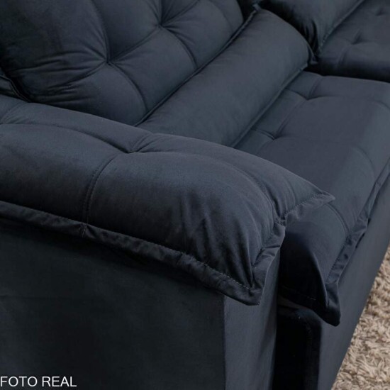 Sof� Retr�til Reclin�vel Emanuelly 2.00m Veludo Preto 21