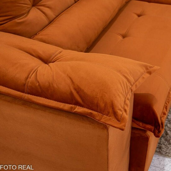 Sof� Retr�til Reclin�vel Emanuelly 3.20m Veludo Terracota 24