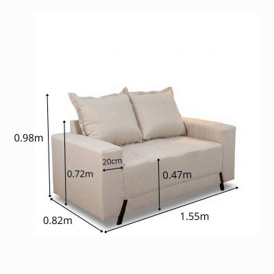 Sof� 2 Lugares 8100 Linho Bege 24 - 1,55m