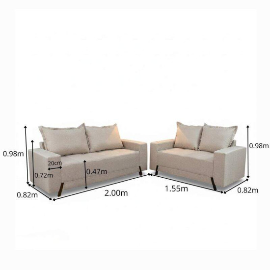 Sof� 3 e 2 Lugares 8100 Linho Bege 24