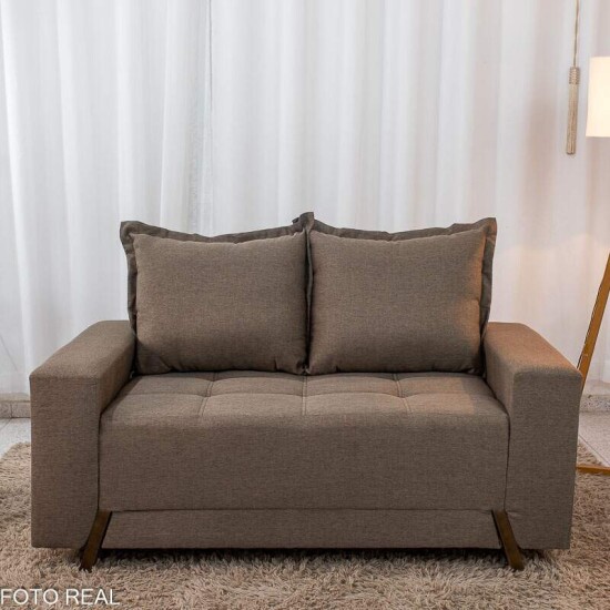 Sof� 2 Lugares 8100 Linho Marrom 25 - 1,55m