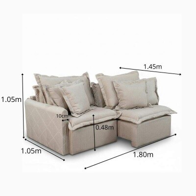 Sof� Retr�til Reclin�vel Lima 1.80m Linho Bege A57 - Sem Caixa