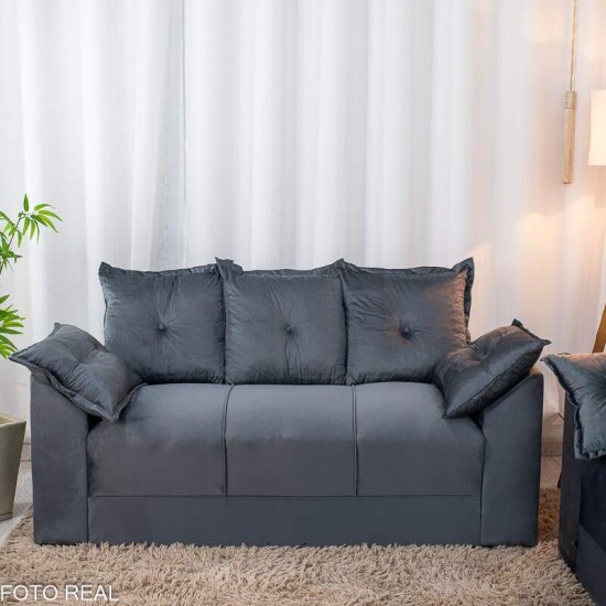 Sof� 3 e 2 Lugares Petra Veludinho Cinza 605/502