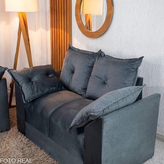 Sof� 3 e 2 Lugares Petra Veludinho Cinza 605/502