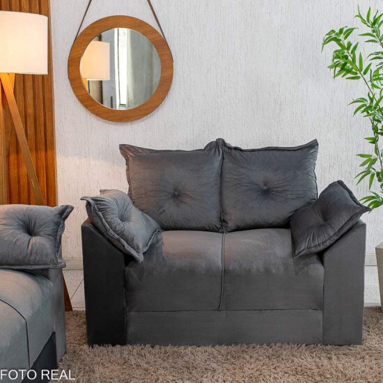 Sof� 3 e 2 Lugares Petra Veludinho Cinza 605/502
