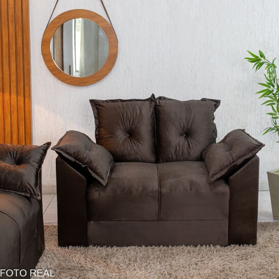 Sof� 3 e 2 Lugares Petra Veludinho Marrom 603