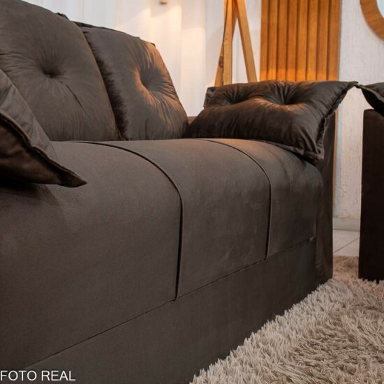 Sof� 3 e 2 Lugares Petra Veludinho Marrom 603
