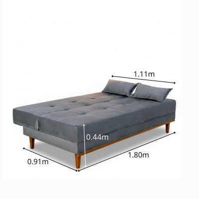 Sof� Cama Madrid Veludo Cinza 2303 Larg. 1.80m - Molas Bonnel