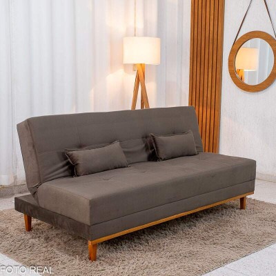 Sof� Cama Madrid Veludo Marrom 2263 Larg. 1.80m - Molas Bonnel