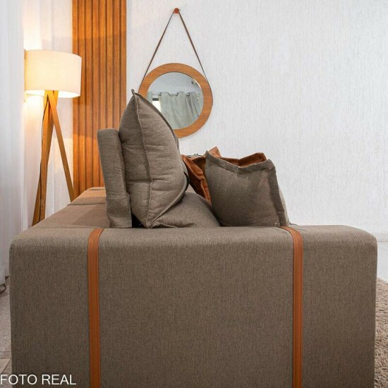 Sof� Retr�til Reclin�vel Gran Bello 2.00m Linho Marrom 28 - Molas Ensacadas Pocket
