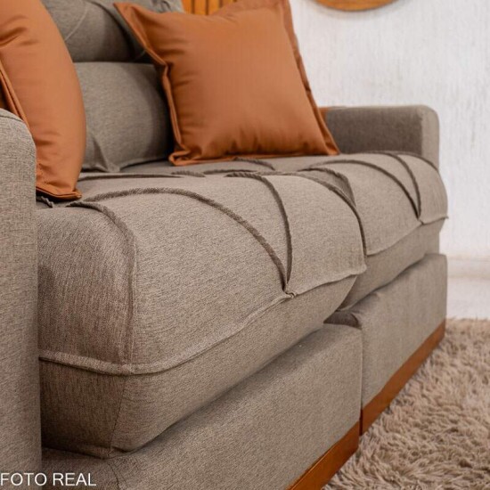 Sof� Retr�til Reclin�vel Gran Bello 2.00m Linho Marrom 28 - Molas Ensacadas Pocket