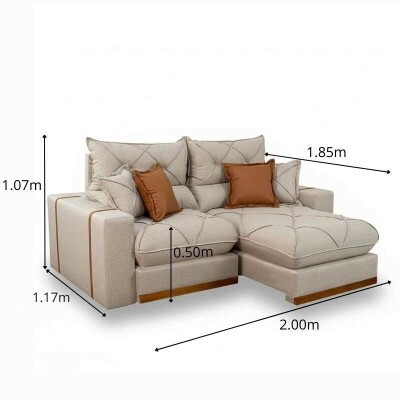 Sof� Retr�til Reclin�vel Gran Bello 2.00m Linho Bege - Molas Ensacadas