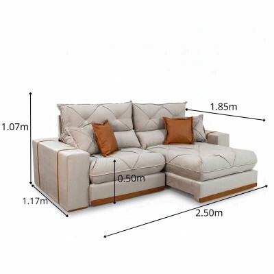 Sof� Retr�til Reclin�vel Gran Bello 2.50m Veludo Capuccino 02 - Molas Ensacadas