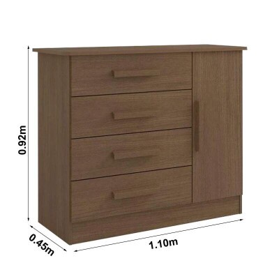 C�moda Firenze Castanho 4 Gavetas e Sapateira Larg. 1.10m - D Doro