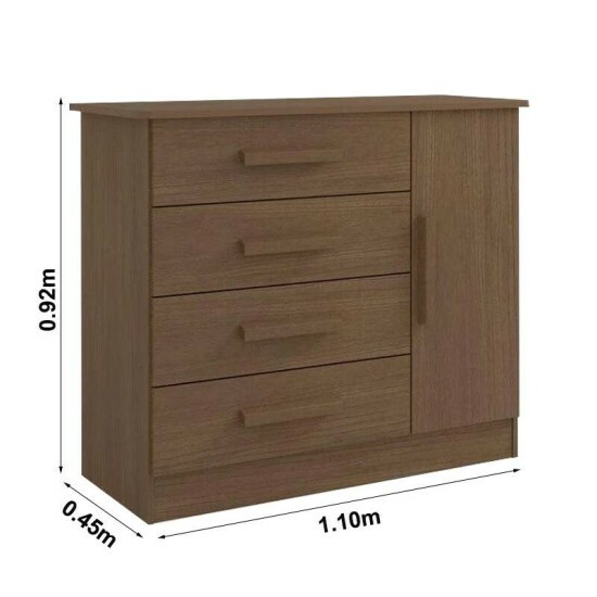 C�moda Firenze Castanho 4 Gavetas e Sapateira Larg. 1.10m - D Doro