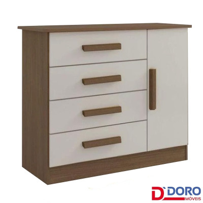Cômoda New Athos Cinamomo/Off 5 Gavetas e Sapateira Larg. 1.36m