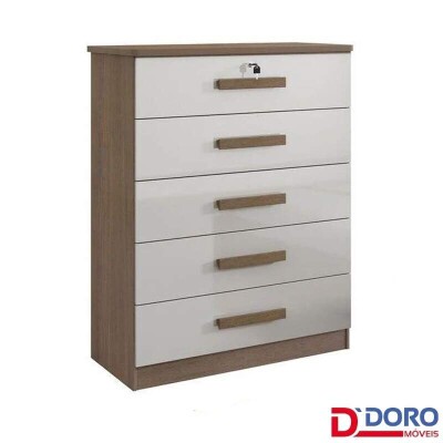 C�moda Ipanema Castanho/Off 5 Gavetas Larg. 0.85m - D Doro