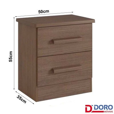 Criado mudo New Athos Castanho 2 Gavetas Larg. 0.50m - D Doro