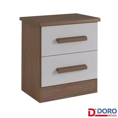 Criado mudo New Athos Castanho/Off 2 Gavetas Larg. 0.50m - D Doro