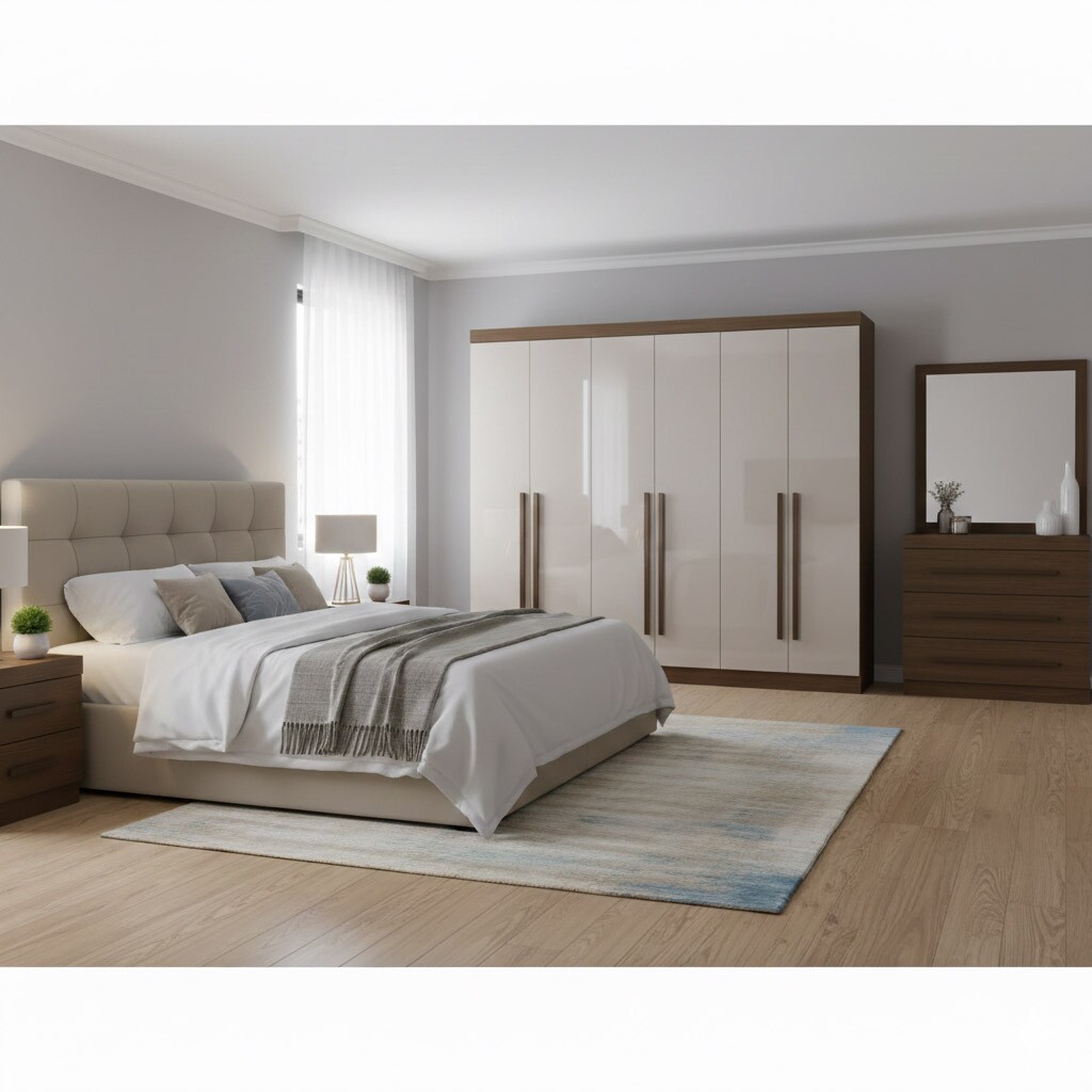 Roupeiro Da Vinci Plus 6 Portas Castanho/Off White Larg. 2.75m - D