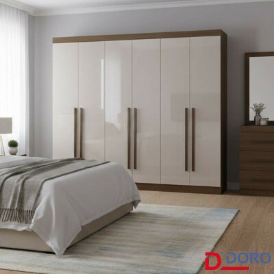 Guarda-roupa Da Vinci Plus 6 Portas Castanho/Off White Larg. 2.75m - D Doro