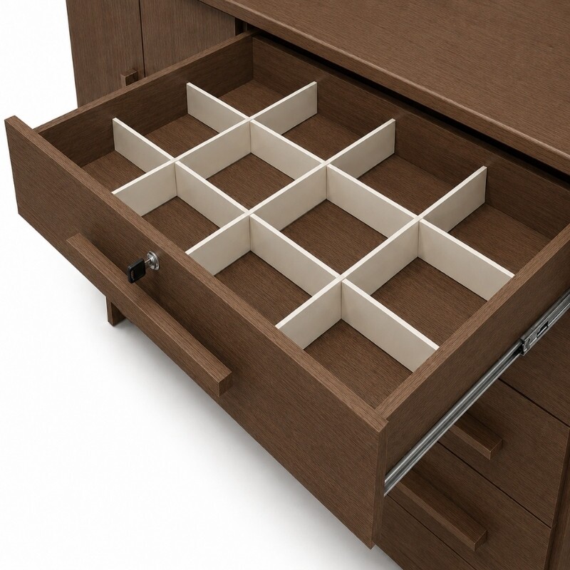 Cômoda New Athos Castanho 5 Gavetas e Sapateira Larg. 1.36m - D