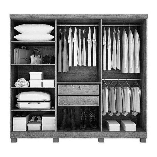 Combo - Guarda-roupa Sergipe Branco 6 Pts C/ P�s 100% MDF Larg. 1.80m - Bianchi + Unibox Solteiro Rondoconfort Ortop�dico D33 Selada - Rondom�veis