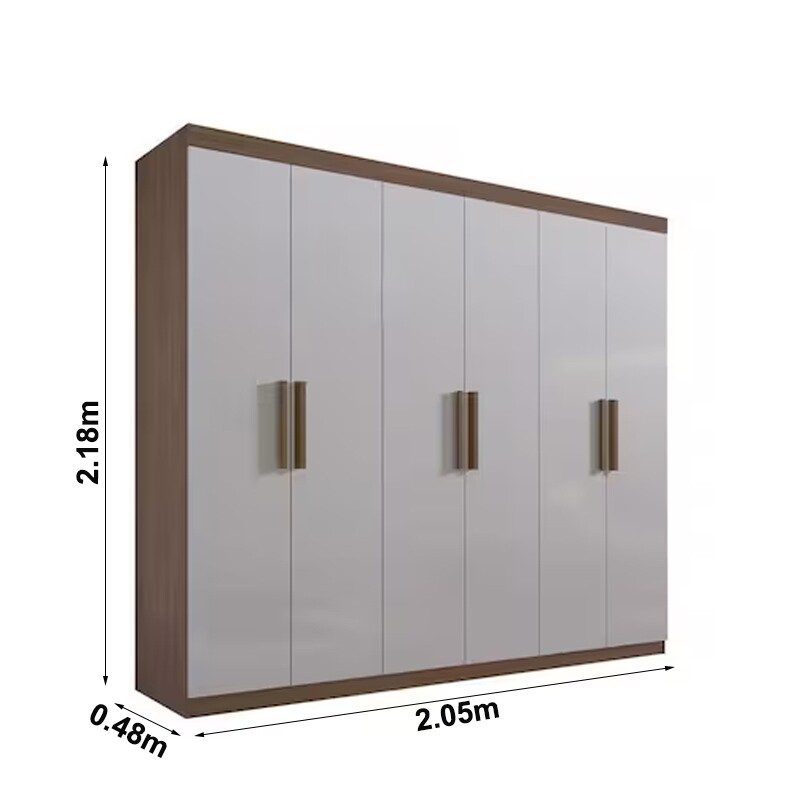 Roupeiro Colibri 6 Portas Castanho/Off White Larg. 2.05m - D' Doro