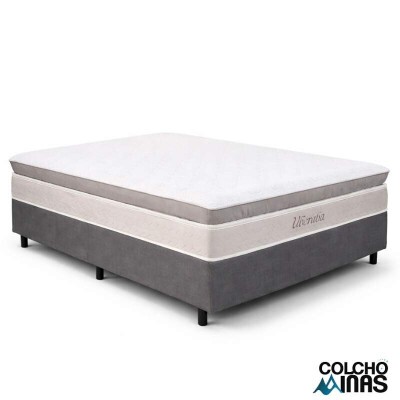 Colch�o Casal Uberaba Espuma Viscoel�stica ColchoMinas + Base Box Casal Universal Linho Grafite Gazin - 138x188x70 | Suporta at� 300kg