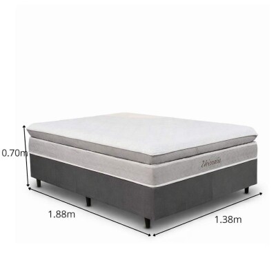 Colch�o Casal Uberaba Espuma Viscoel�stica ColchoMinas + Base Box Casal Universal Linho Grafite Gazin - 138x188x70 | Suporta at� 300kg