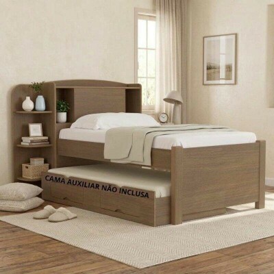 Cama Solteiro Mil�nio Castanho Cabeceira C/ Ba� - D Doro