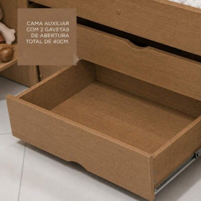 Cama Auxiliar Solteiro 2 Gavetas Castanho 93x188x33 - D Doro