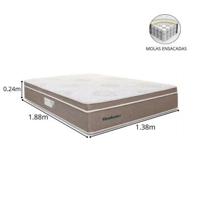 Colch�o Casal Molas Ensacadas Tiradentes D' Vitrine 138x188x24 cm | Suporta at� 220kg