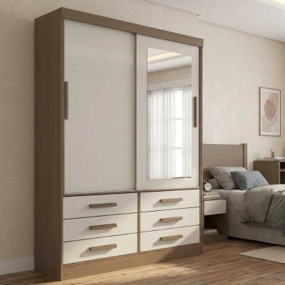 Guarda-roupa Meridian 2 Portas Castanho/Off White Larg. 1.35m - D Doro
