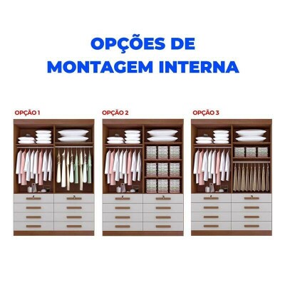 Guarda-roupa Solteiro M�naco Castanho/Off 4 Portas 8 Gavetas Larg. 1.60m - D Doro