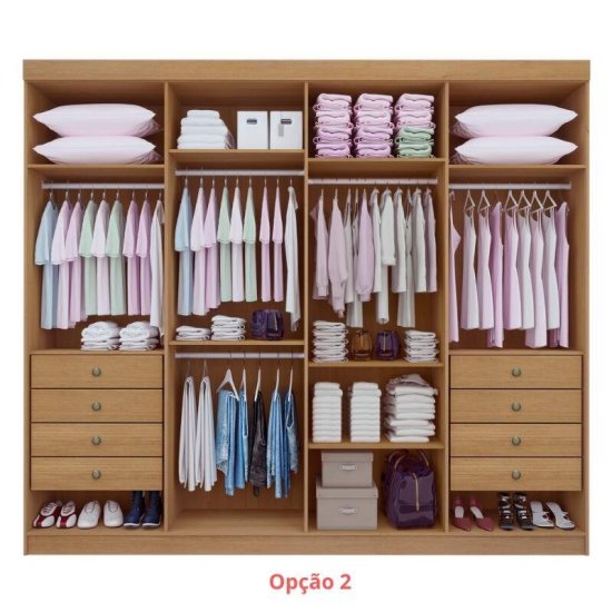 Guarda-roupa Casal 2,75m Daymond Castanho 8 Portas 8 Gavetas 100% MDF - D Doro